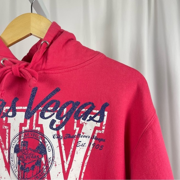 Alstyle Las Vegas Small Glitter Graphic Print Hooded Hoodie Sweatshirt - Picture 6 of 6